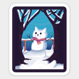 CAT SNOWMAN Sticker