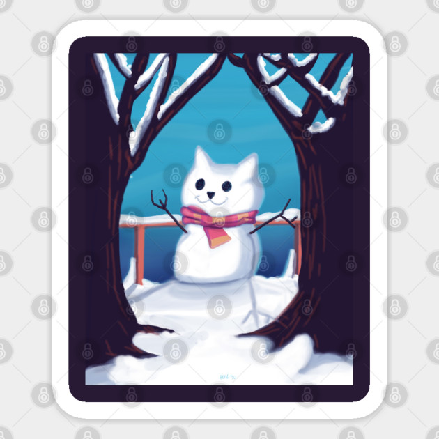 CAT SNOWMAN Sticker by droidmonkey