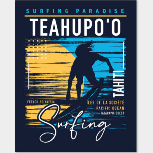 Retro Teahupo'o Tahiti Surfing // Surfers Paradise // Surf Tahiti Posters and Art