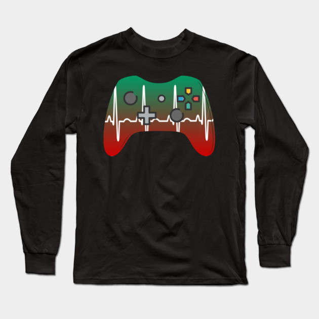 Gamer Heartbeat Long Sleeve T-Shirt by Pixel Threads 