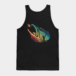 Vintage Distressed Mountain trout Fly Fishing Colorful Fish Art Tank Top