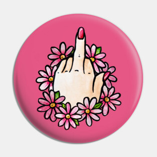 Floral FU Middle Finger Pin