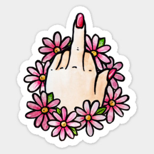 Floral FU Middle Finger Sticker