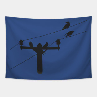 Murder of Crows on a Line Tapestry