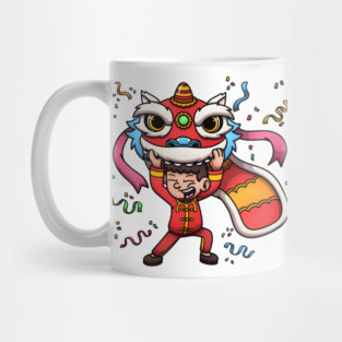 Young Man Performing A Lion Dance Mug