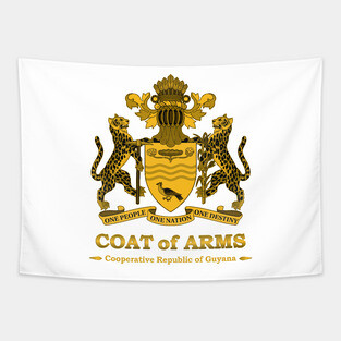 Guyana Coat of Arms Gold Tapestry