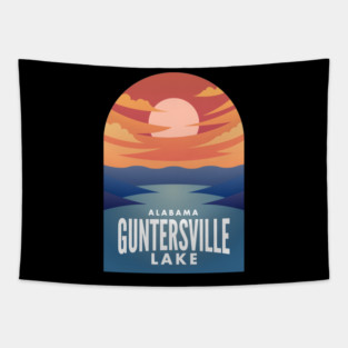 Guntersville Lake AL Retro Sunset Tapestry