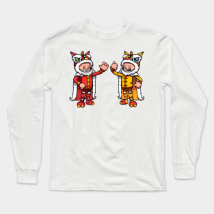 2 Characters Wearing Lion Dance Costumes Long Sleeve T-Shirt