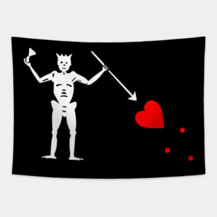 Pirate Flag Captain Blackbeard, Edward Teach Buccaneer Tee Tapestry