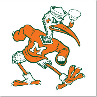 Vintage Sebastian Mascot of Univ. of Miami Mascot Posters and Art