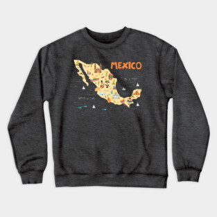 Mexico Illustrated Map Crewneck Sweatshirt
