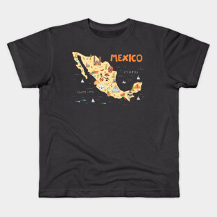 Mexico Illustrated Map Kids T-Shirt