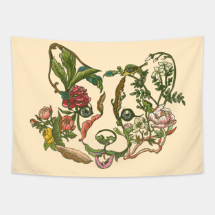 Botanical Corgi Tapestry