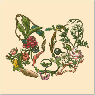 Botanical Corgi Posters and Art