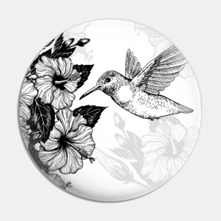 Hibiscus and hummingbird Pin