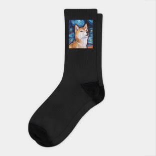Shiba Inu Night 2 (Portrait) Socks
