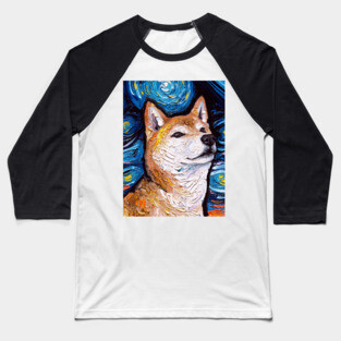 Shiba Inu Night 2 (Portrait) Baseball T-Shirt