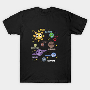 womens solar system shirt, vintage, sun and planets, star and planet, outer space, all planets, solar system, planetary system, heliocentric T-Shirt