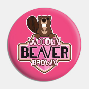 Wooden Beaver Brown Pin
