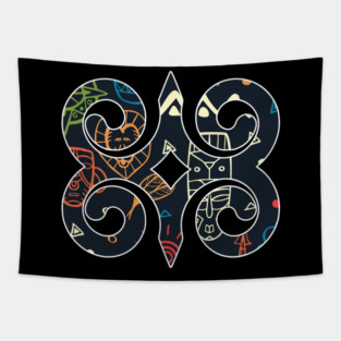 Ghana Akan Adinkra Symbol Ankara Pattern Tapestry