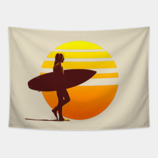 Surfer Girl Sunset Tapestry