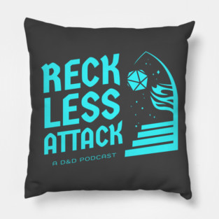 Reckless Attack Podcast Main Logo Bright Blue Pillow