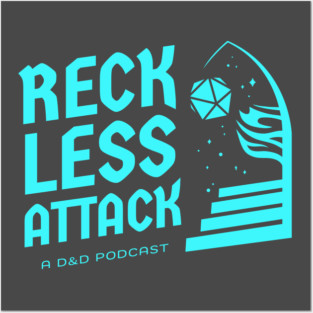 Reckless Attack Podcast Main Logo Bright Blue Posters and Art