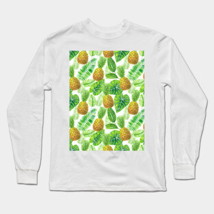 Pineapples and tropical leaves Long Sleeve T-Shirt