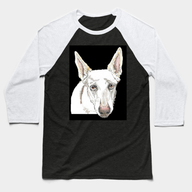 White shepherd SAFFY Baseball T-Shirt by Dr. Mary