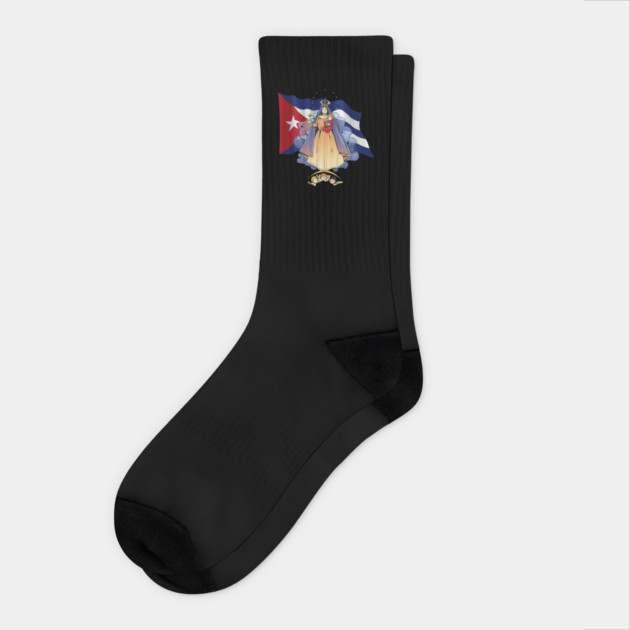 Virgen de la Caridad del Cobre Patrona de Cuba & Cuban Flag Socks by creative