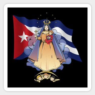 Virgen de la Caridad del Cobre Patrona de Cuba & Cuban Flag Sticker