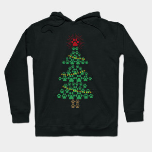 Dog Paw Print Christmas Tree Hoodie