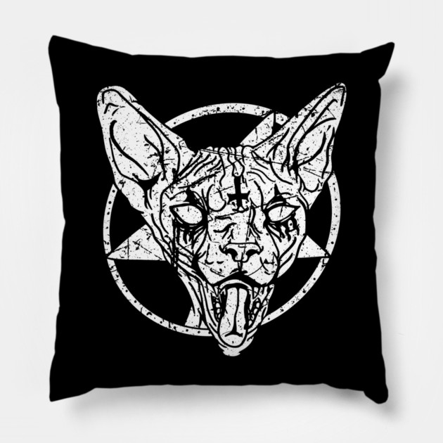 Death Metal Sphynx Cat Pillow by belownormal
