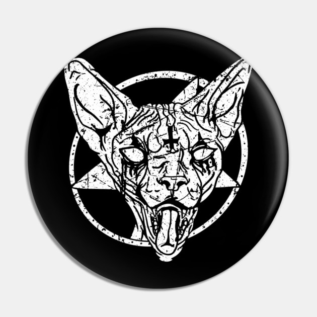 Death Metal Sphynx Cat Pin by belownormal