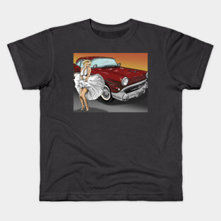 Marilyn Monroe with 1957 Buick Century Kids T-Shirt