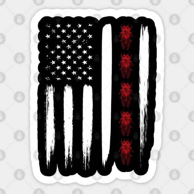 Cicada Line in Distressed US Flag for Cicada Reemergence graphic Sticker by creative
