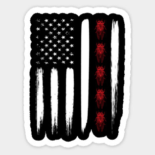 Cicada Line in Distressed US Flag for Cicada Reemergence graphic Magnet