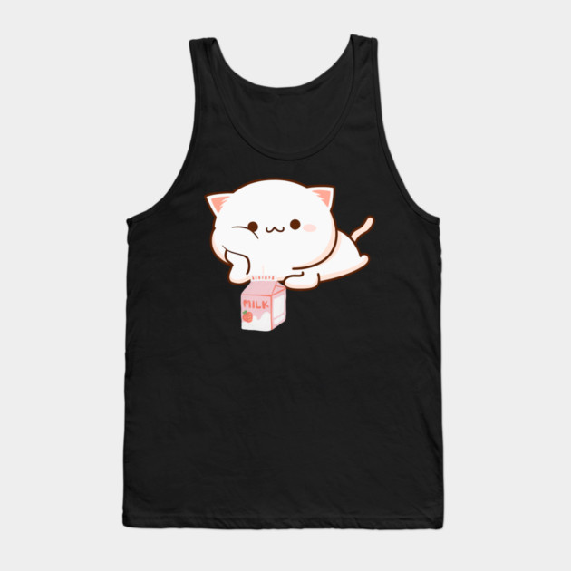 Cat Strawberry Milk Anime Japanese Kawaii Tank Top by Pixel Threads 