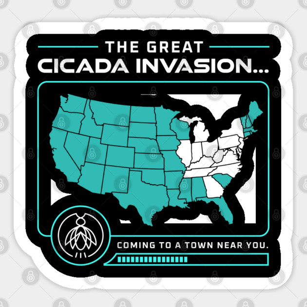 Cicada Invasion Coming to These States in US Map Fun design Sticker by creative