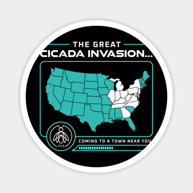 Cicada Invasion Coming to These States in US Map Fun design Magnet by creative