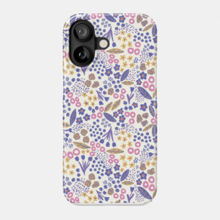 Ditzy Floral in Very Peri , pink and yellow Phone Case