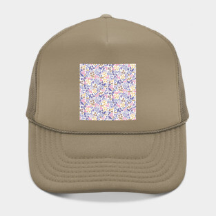 Ditzy Floral in Very Peri , pink and yellow Hat