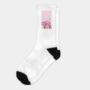Pink Lady Crying Socks