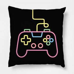 Faux Neon Game Console Controller Gamer Pillow