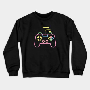 Faux Neon Game Console Controller Gamer Crewneck Sweatshirt