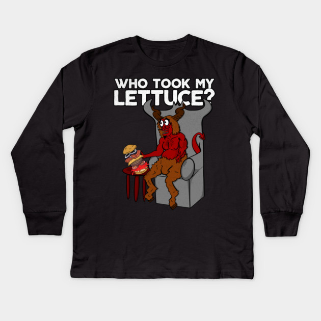 Cartoon Devil Who Took My Lettuce Kids Long Sleeve T-Shirt by belownormal