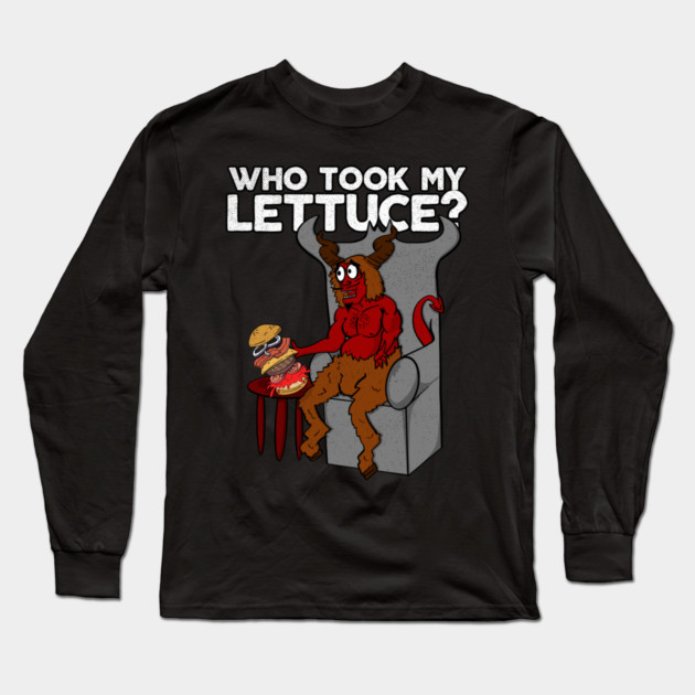 Cartoon Devil Who Took My Lettuce Long Sleeve T-Shirt by belownormal