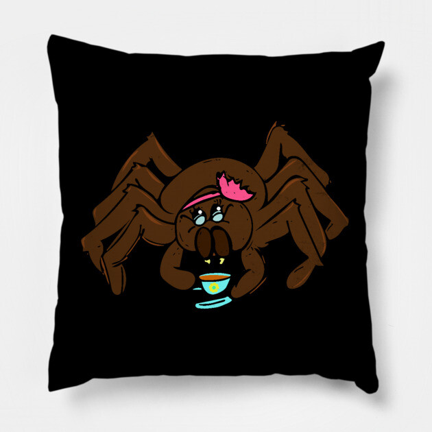 Tarantula Tea Time Pillow by belownormal
