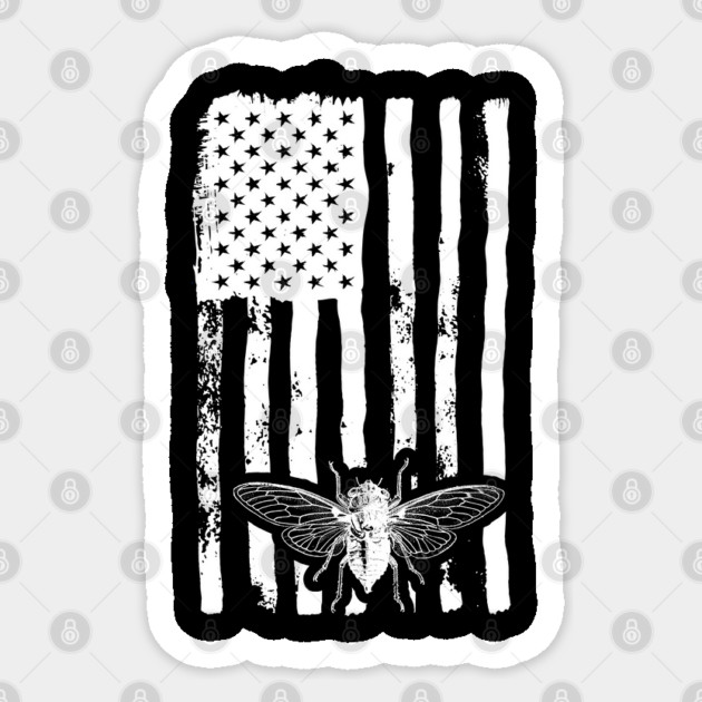 Cicada Line in White Distressed US Flag for Cicada Summer product Sticker by creative