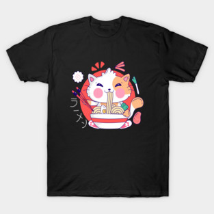 Ramen Cat Japanese Anime Kawaii Girls Official Teenager T-Shirt
